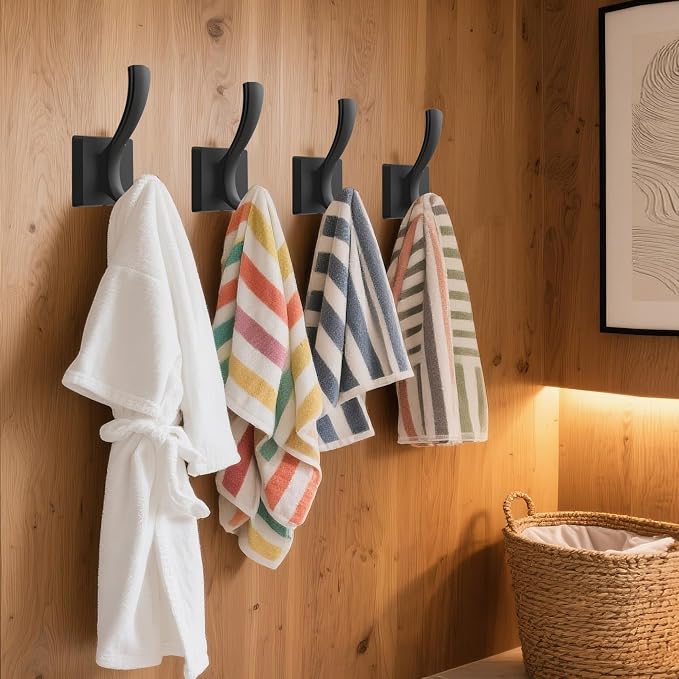 TOFIIGREM 3 Pack Black Towel Hooks, Towels Robe Holder - Image 7