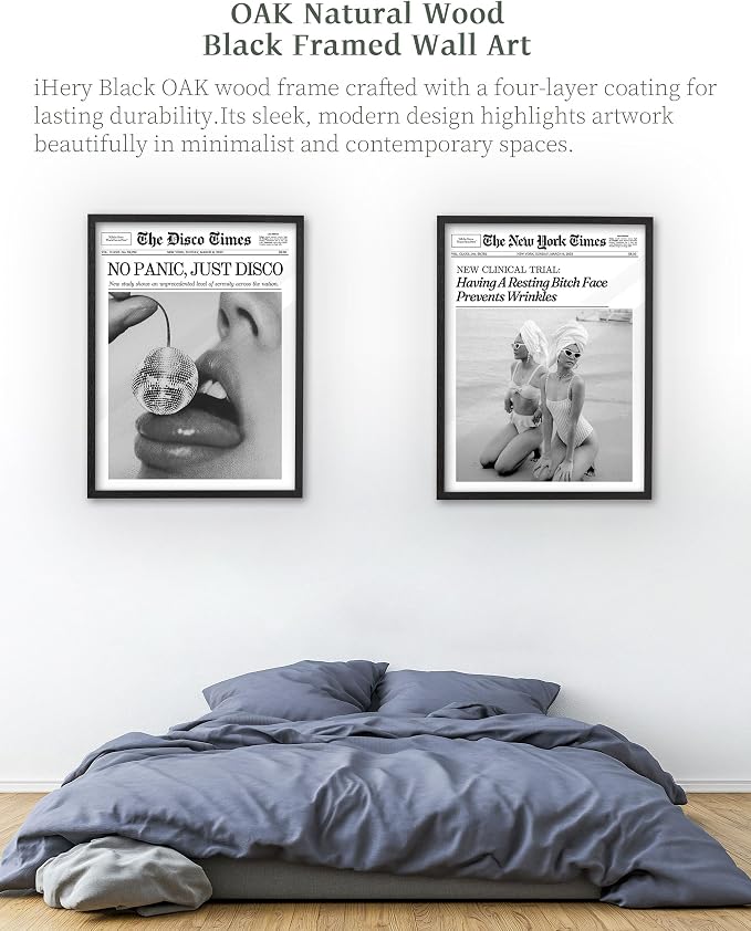 iHery Premium Natural Black OAK Wood 12x16in No Panic Just Disco Trendy Framed - Image 7