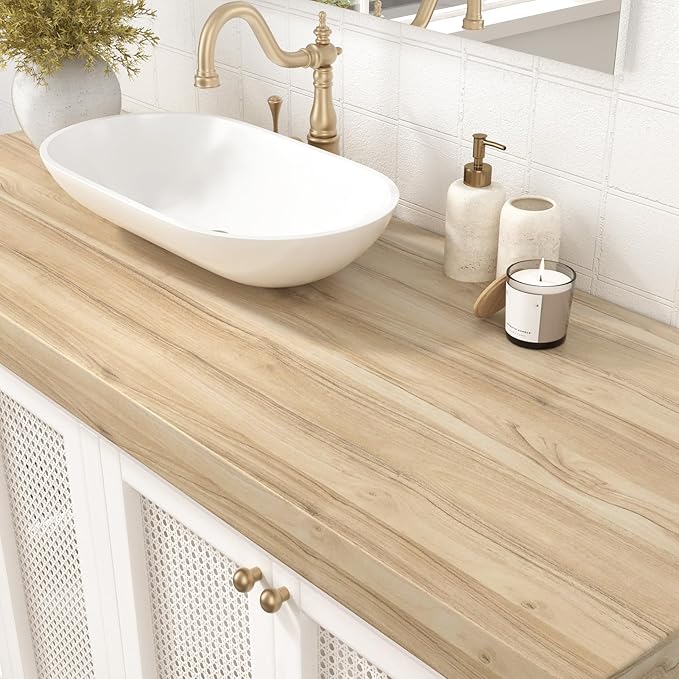 WESTICK Light Wood Contact Paper Peel and Stick Countertops Waterproof Kitchen - Image 3