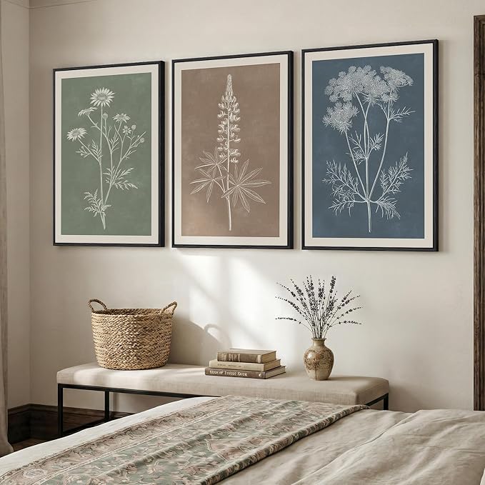Framed Boho Botanical Wall Art for Living Room, 3 Piece Modern Farmhouse - Image 4