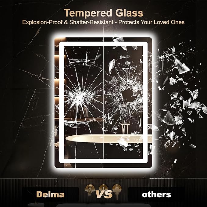 Delma LED Bathroom Mirror with Lights, 32x24 Vanity Mirror - Image 5