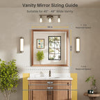 36x36 Inch Bathroom Mirror for Wall, Anti-Rust Walnut Wood Grain Metal Framed - Image 2