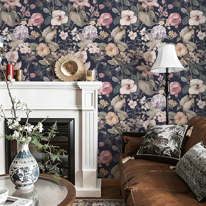 Jeweluck Vintage Floral Peel and Stick Wallpaper Floral Contact Paper 16.9" x - Image 2