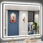 50x40 Black Framed LED Bathroom Mirror by Awandee