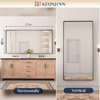 Keonjinn Black Bathroom Mirror for Over Sink, 72 x 36 Inch Large Rounded - Image 8
