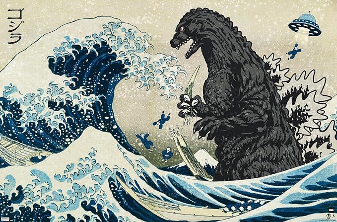 Godzilla - Great Wave Wall Poster, 34L" x 22.4W", Unframed Version by TrendsInternational