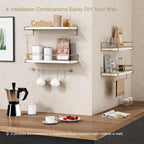 Forbena Floating Bathroom Shelves Wall Mounted, Aesthetic White and Gold Shelves - Image 6