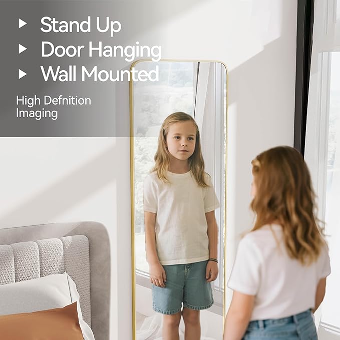 SCWF-GZ 57x20 Door Hanging Full Length Mirror, Floor or Wall Mounted Metal - Image 5