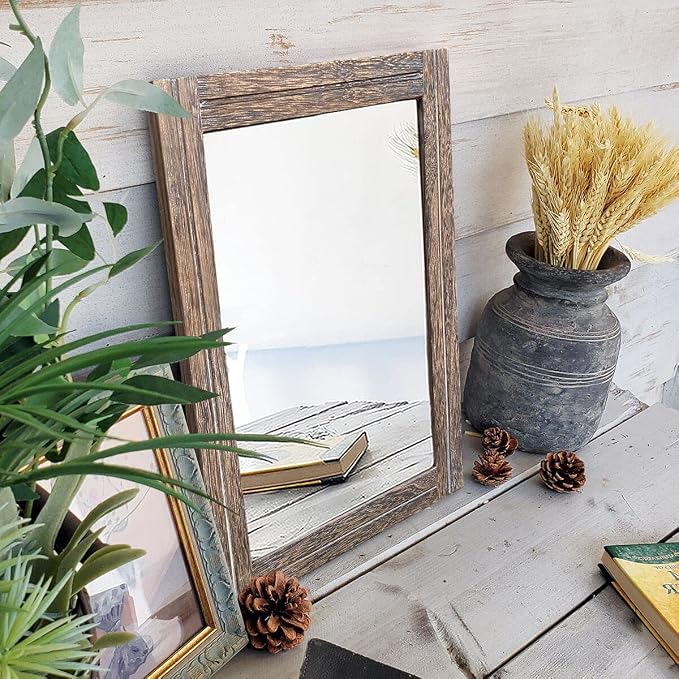 AAZZKANG Mirror with Wood Framed Rectangle Rustic Wall Mirrors Decor - Image 6