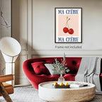 jkahh Funky Cherry Wall Art Vintage Red Blue Aesthetic Poster Trendy Ma Cherie - Image 7