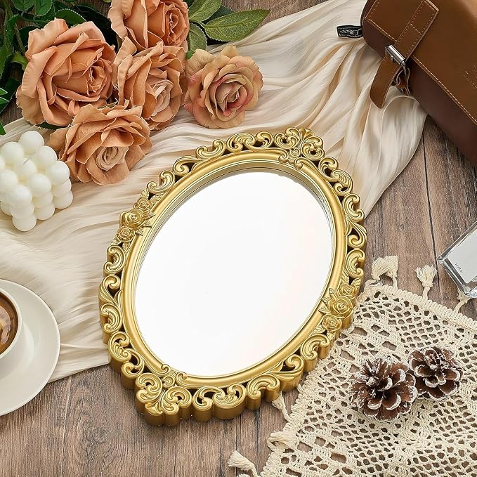 Beeveer 6 Pcs Vintage Gold Mirrors Set Decorative Hanging Wall Decor - Image 5