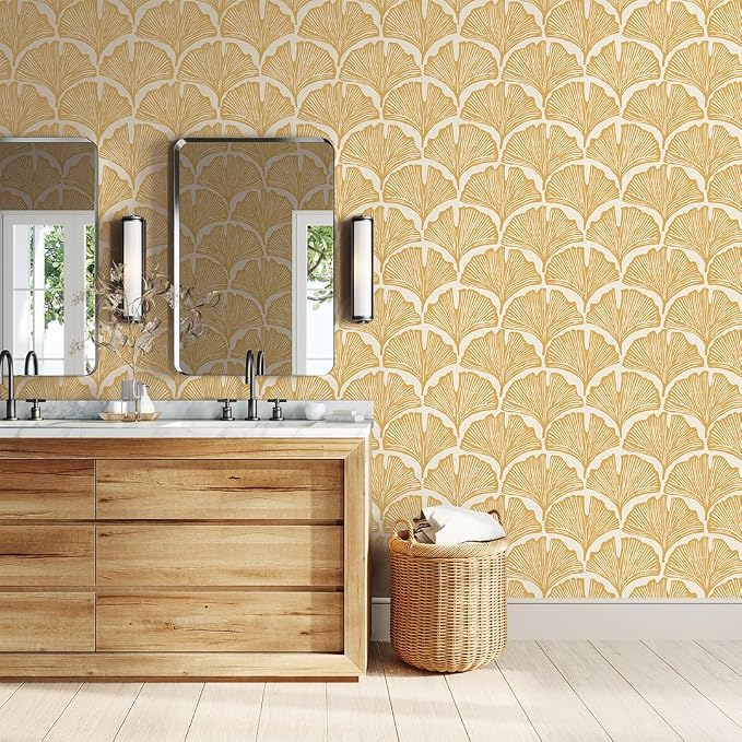 Tempaper x Novogratz Golden Mustard Feather Palm Removable Peel and Stick - Image 2
