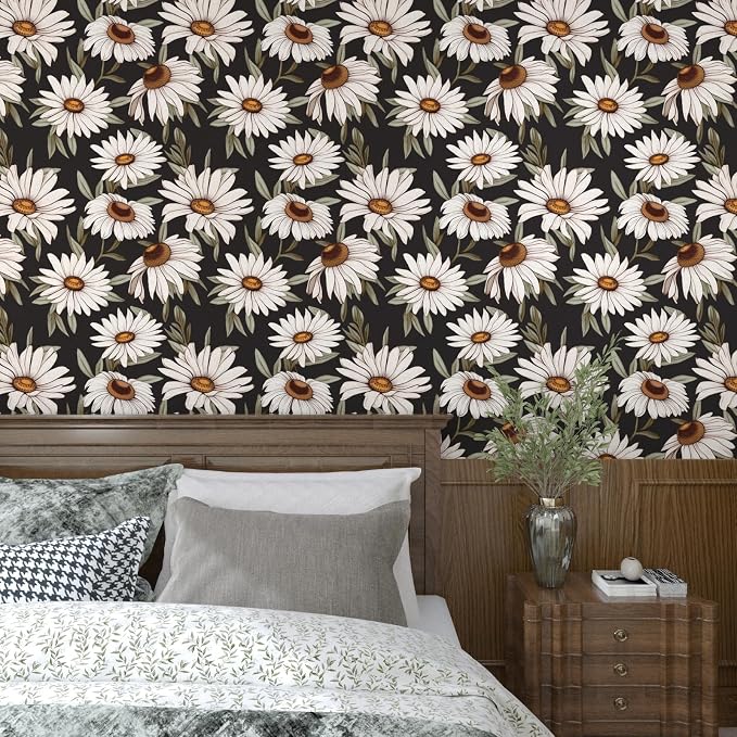 Laatse Boho Wallpaper Peel and Stick Dark Floral Contact Paper 17.5in x 118in - Image 5