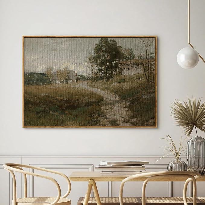 InSimSea Framed Canvas Wall Art, Vintage Countryside Landscape Farmhouse Decor - Image 3
