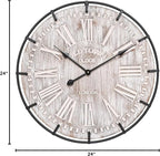 EMAX HOME 24 Inch Large Farmhouse Wall Clock, Rustic Antique Wood - Image 7