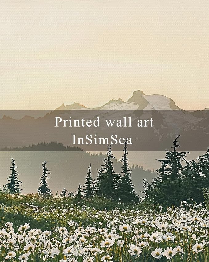 InSimSea Framed Canvas Wall Art, Vintage Floral Wildflowers Mountains Prints - Image 7