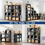 Mavivegue Bookshelf, 16 Cube Storage Organizer, Book Shelf Organizer, Tall - Image 4