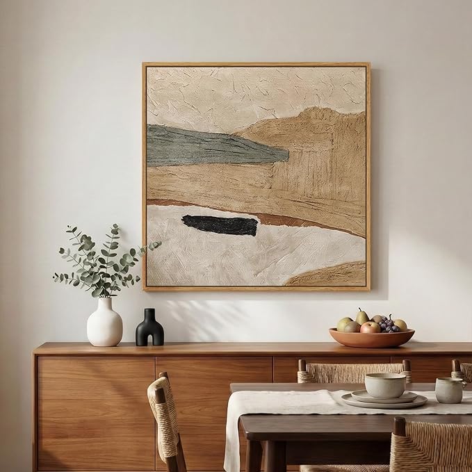 Framed Neutral Abstract Wall Art, Large Modern Canvas Prints Paintings Artwork - Image 4