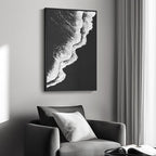 Framed Black and White Abstract Beach Canvas Wall Art, Modern Minimalist Art - Image 2