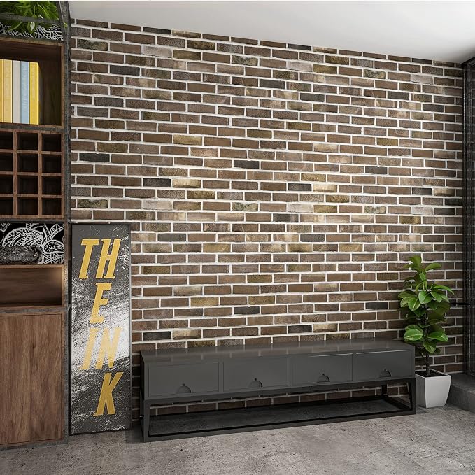 Art3d 20-Pack105 Sq.Ft Faux Brick 3D Wall Panels Peel and Stick in Gray Brown - Image 3