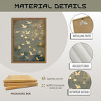 Framed Flock of Birds Canvas Wall Art, Vintage Minimalist Abstract Landscape - Image 5