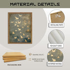 Framed Flock of Birds Canvas Wall Art, Vintage Minimalist Abstract Landscape - Image 5