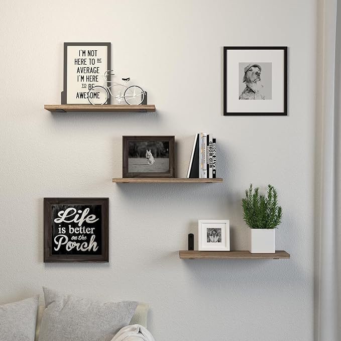DOLLFIO Floating Shelves, 3 Sets Wall Shelves, Wooden Floating Shelves - Image 7