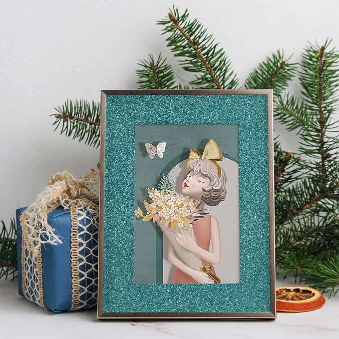 CRE8TIVE 8"x354" Teal Blue Glitter Wallpaper Stick and Peel Wall Border Fabric - Image 4