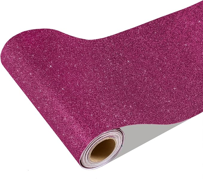 CRE8TIVE Deep Pink Glitter Wallpaper Border Peel and Stick Wall Border Stickers by CRE8TIVE