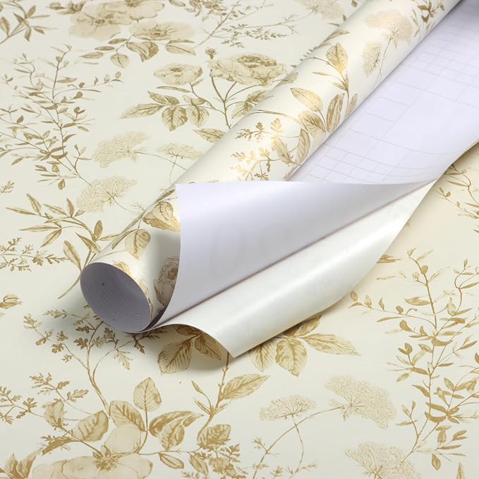 Erfoni 16.9" x197" Yellow Brown Floral Peel and Stick Wallpaper Boho Floral - Image 7