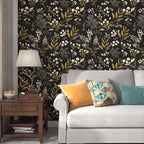 Laatse Leaf Wallpaper Peel and Stick Dark Floral Wallpaper 17.5in x 197in - Image 3