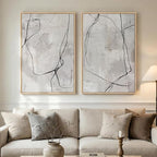 Large Framed Neutral Line Abstract Wall Art Set of 2 by MXART