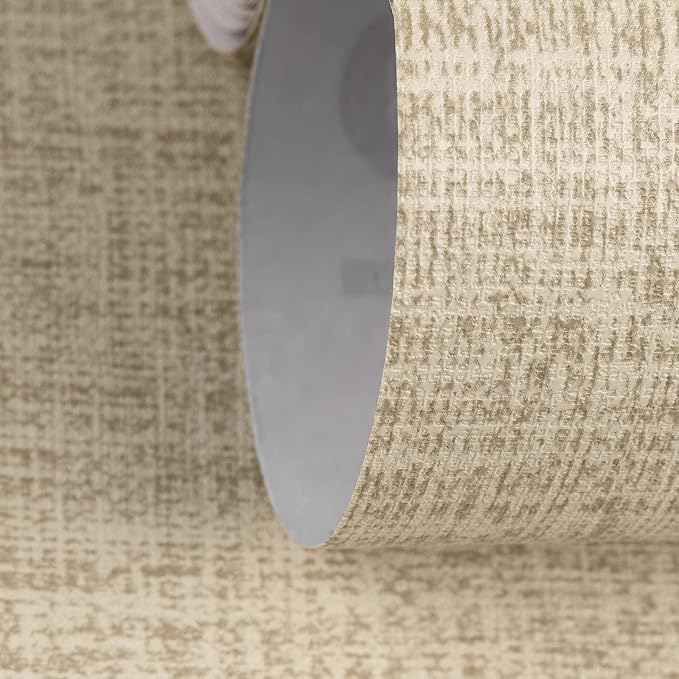 TANONE Khaki Contact Paper Peel and Stick 15.8 in X 118 in, Grasscloth Self - Image 2