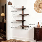 Afuly Mid Century Modern Decor Floating Shelves Walnut Display Shelf Wall Unit - Image 3