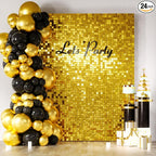 COKAOBE Gold Shimmer Wall Backdrop, 24 Panels Square Sequin Shimmer Backdrop by COKAOBE
