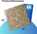Art3d 12-Pack PVC Drop Ceiling Tiles, 2ft x 2ft, Floral Gold - Image 2
