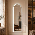 Arched Full Length Mirror with LED Lights, Body Floor Mirrors with Dimming & 3 - Image 6