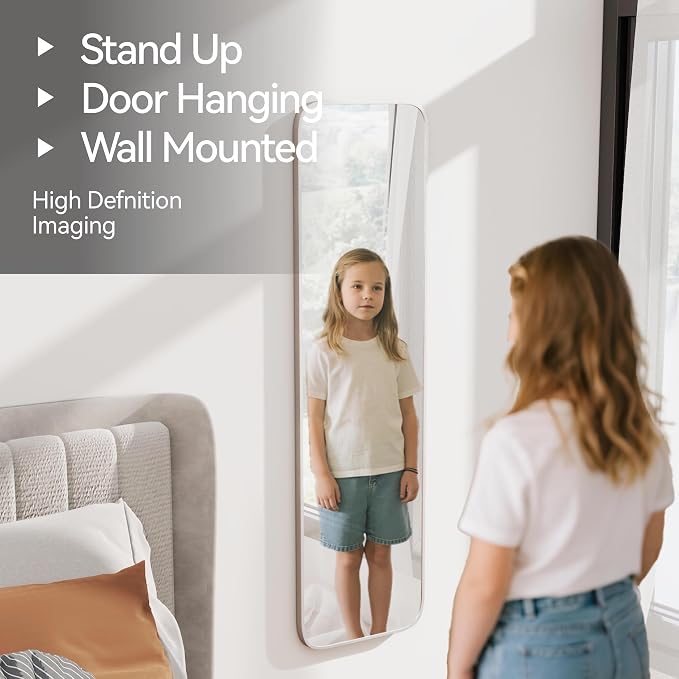 SCWF-GZ 57x16 Door Hanging Full Length Mirror, Floor Stand Wall Mounted Metal - Image 5