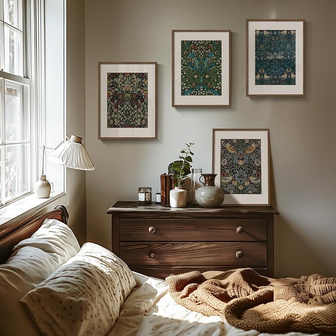 Framed William Morris Wall Art Set of 4, Vintage Botanical Floral Bird Prints - Image 2