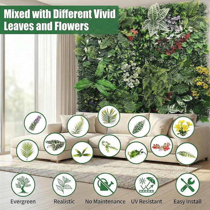 Artificial Grass Wall Panels, UV-Anti Fake Greenery Plant Boxwood Panels - Image 3
