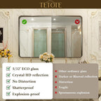 TETOTE 72 x 36 Inch Black Bathroom Mirror, Rectangle Matte Metal Frame Wall - Image 3