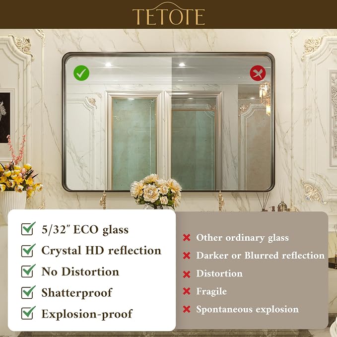 TETOTE 48 x 30 Inch Bathroom Vanity Mirror - Image 3