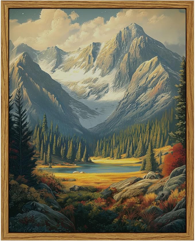 InSimSea Framed Canvas Wall Art, Vintage National Park Art by InSimSeaArt