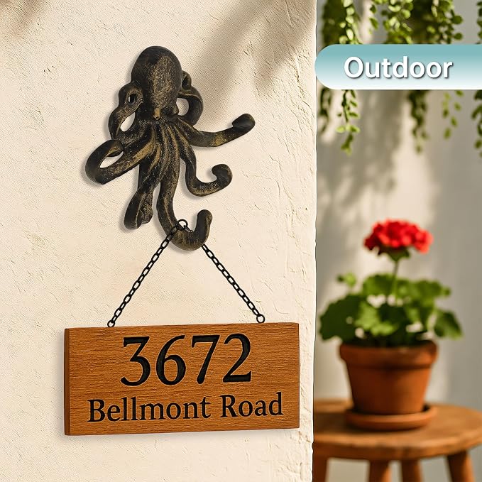 Octopus Cast Iron Wall Hook – Nautical Decorative Key Holder, Coastal Ocean - Image 7