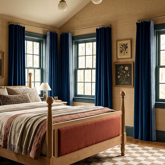 NICETOWN Rod Pocket Embroidered Trim Velvet Curtains, 2 Panels, Velvet Curtains - Image 4