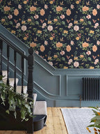Froluya Dark Blue Floral Peel and Stick Wallpaper Vintage Floral Contact Paper - Image 7