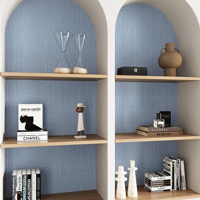 CRE8TIVE Grasscloth Peel and Stick Wallpaper Textured Blue Grass Cloth - Image 5