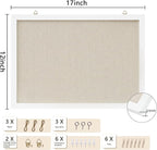 DAHAPYBOO Cork Board with Linen White, Bulletin Board 17"x12" Hanging Corkboards - Image 2
