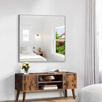 KOCUUY Silver Framed Mirror, HD Tempered Glass, Anti-Rust Frame, Modern Design - Image 3