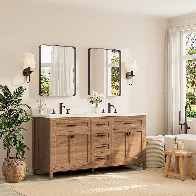 TETOTE Black Framed Bathroom Mirror, 24 x 30 Inch Matte Metal Frame Vanity - Image 2